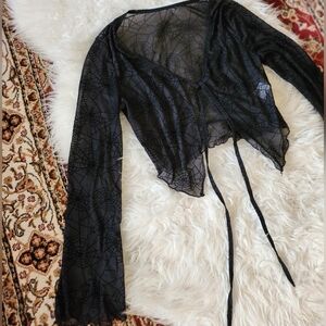 Dolls Kill Black Sheer Spiderweb Cardigan